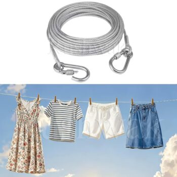 Clothes Drying Rope with Carabiner Hooks – Portable Heavy-Duty Laundry Line